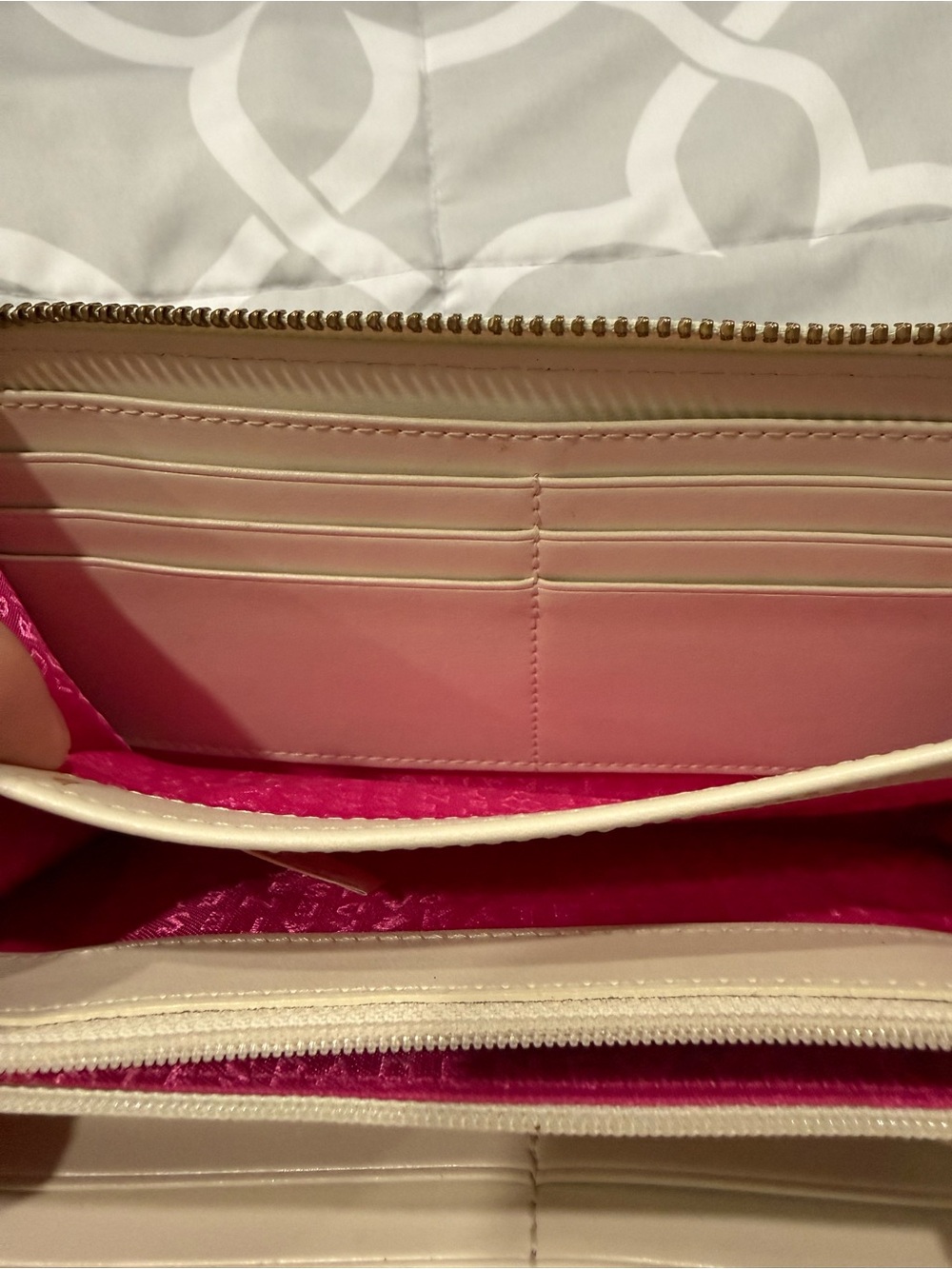 kate spade Leopard Patent Zip Wallet with Hot Pink Pull - Picture 5 of 7